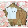 E.M.C. PANTALONE MISTO LINO MARRONE BIMBA