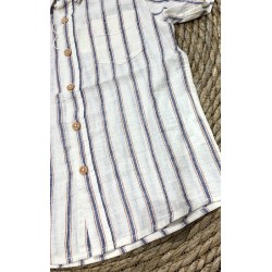 LOSAN CAMICIA M/M A RIGHE IN LINO BIMBO