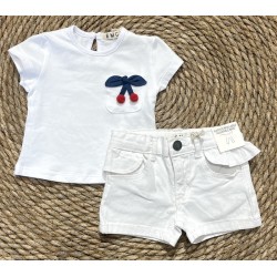 E.M.C. SHORT DENIM WHITE BABY GIRL