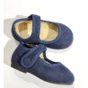 BALLERINA NAVY IN VELLUTO CON STRAPPO