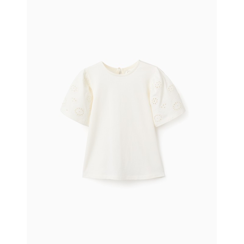ZY MAGLIA M/M RICAMO WHITE RAGAZZA
