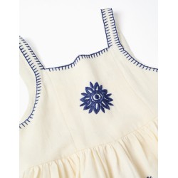 ZY VESTITO IN COTONE BEIGE E BLU RAGAZZA