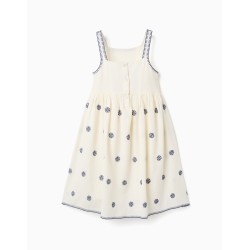 ZY VESTITO IN COTONE BEIGE E BLU RAGAZZA