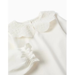 ZY MAGLIA M/L COLLETTO RICAMATO WHITE BABY GIRL