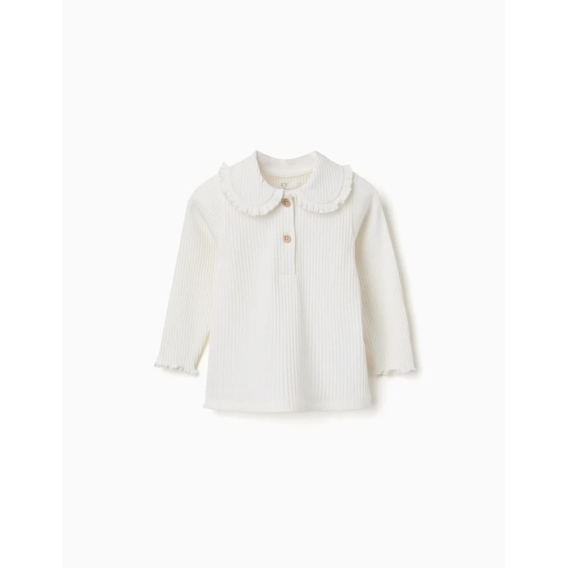 ZY MAGLIA M/L WHITE A COSTINA  BABY GIRL