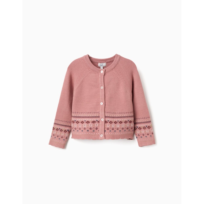 ZY CARDIGAN ROSA RICAMATO BABY GIRL