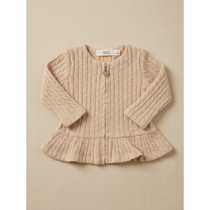 E.M.C. FELPA ZIP TRECCIA BEIGE  BABY GIRL